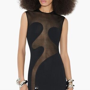 ALAIA Black Paneled Mesh Maxi Dress NWT